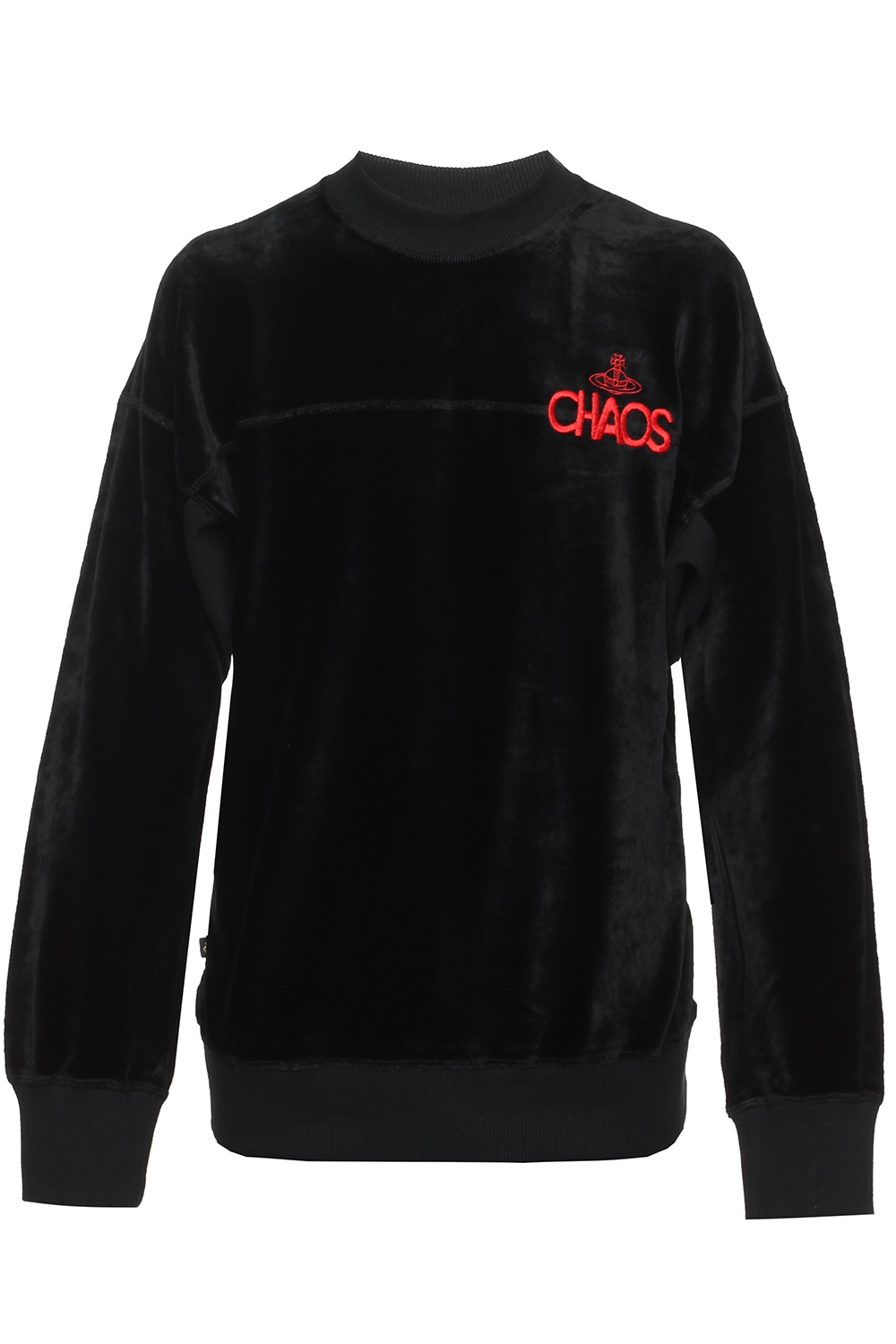 Black Logo-embroidered velvet sweatshirt Vivienne Westwood